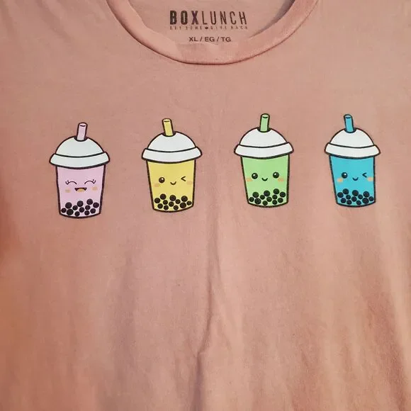 BoxLunch Womens short sleeve graphic Boba Tea pink tshirt, size XL, Kawaii Teas - Picture 7 of 10